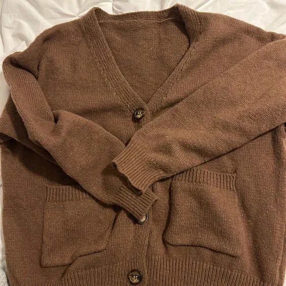 Cozy Brown Women's Cardigan Sweater - Picture 2 of 2